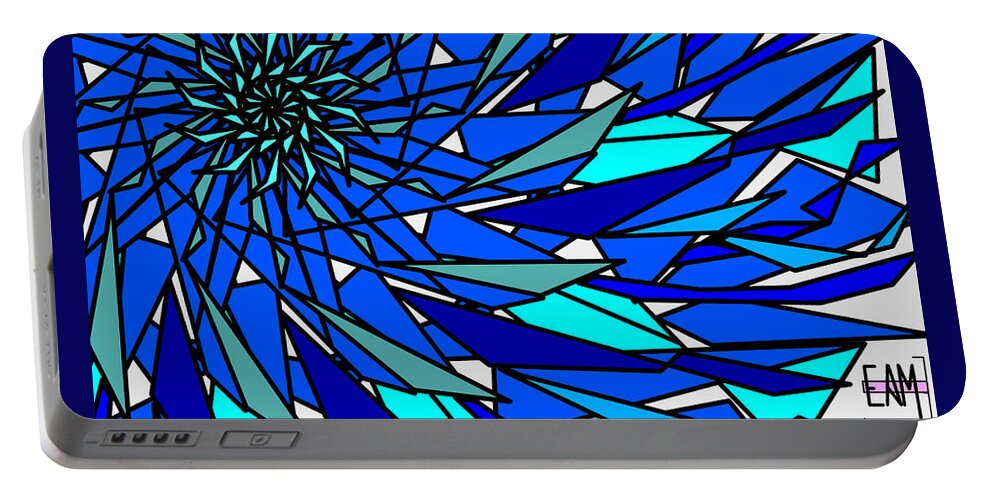Blue Sun Portable Battery Charger featuring the digital art Blue Sun by Elizabeth McTaggart