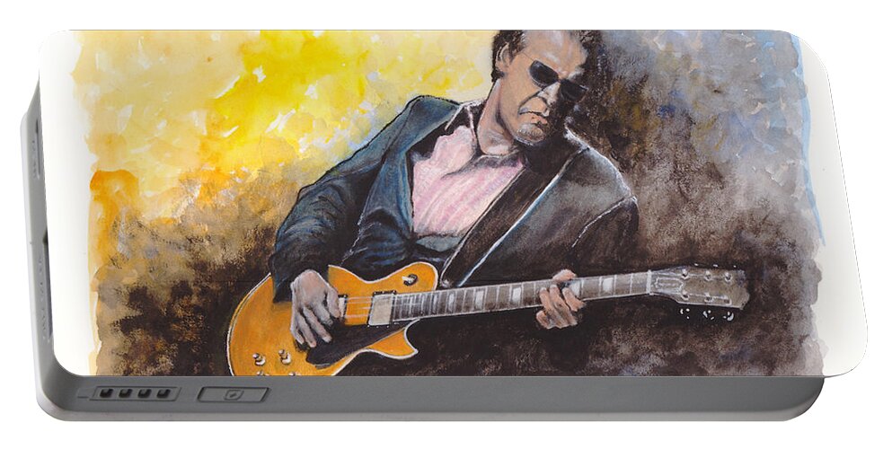 Blues Guitarist Portable Battery Charger featuring the painting Blues Man by William Walts