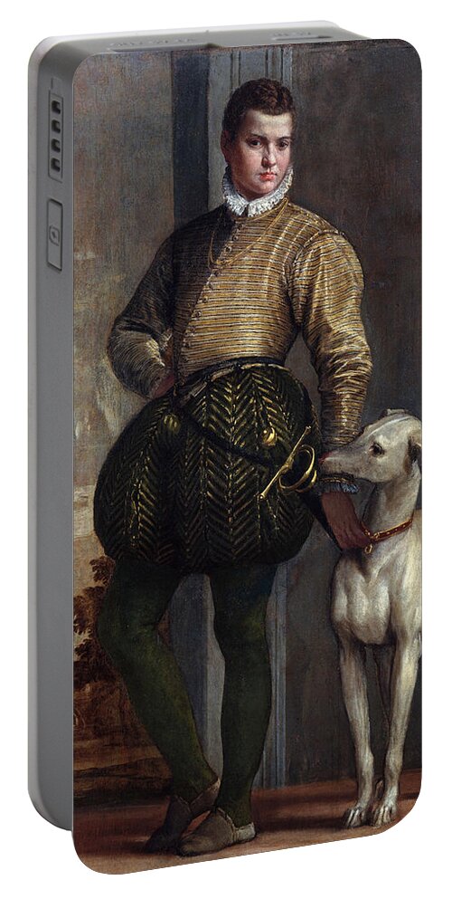 Paolo Veronese Portable Battery Charger featuring the painting Boy with a Greyhound by Paolo Veronese