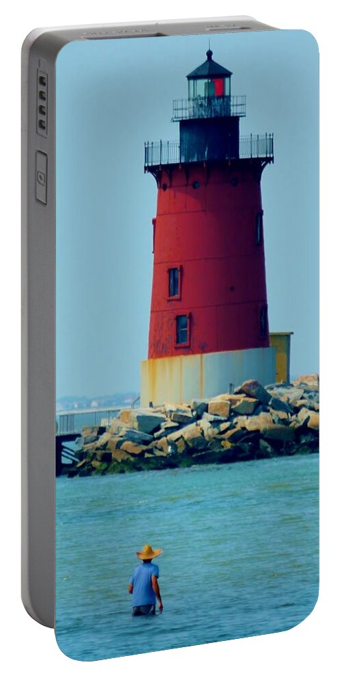 Delaware Portable Battery Charger featuring the photograph Cape Henlopen Lighthouse #1 by Billy Beck