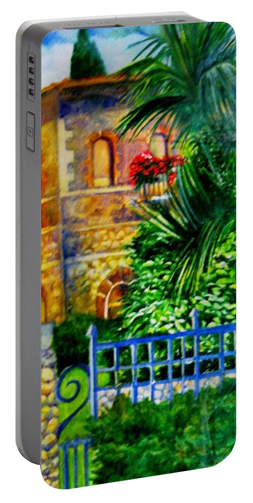  Tuscany Portable Battery Charger featuring the painting 'Casa at Radda' by Kandy Cross