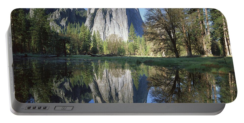 Feb0514 Portable Battery Charger featuring the photograph Cathedral Rock And The Merced River #1 by Tim Fitzharris