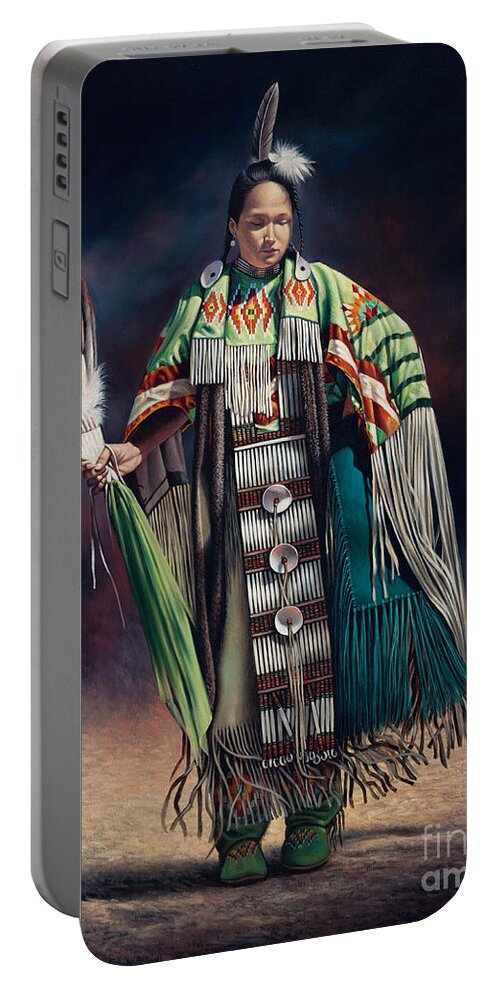 Native-american Portable Battery Charger featuring the painting Ceremonial Rhythm by Ricardo Chavez-Mendez