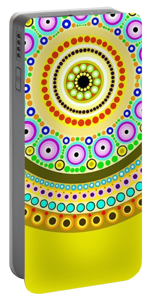 Art Portable Battery Charger featuring the painting Circle Motif 122 by John Metcalf