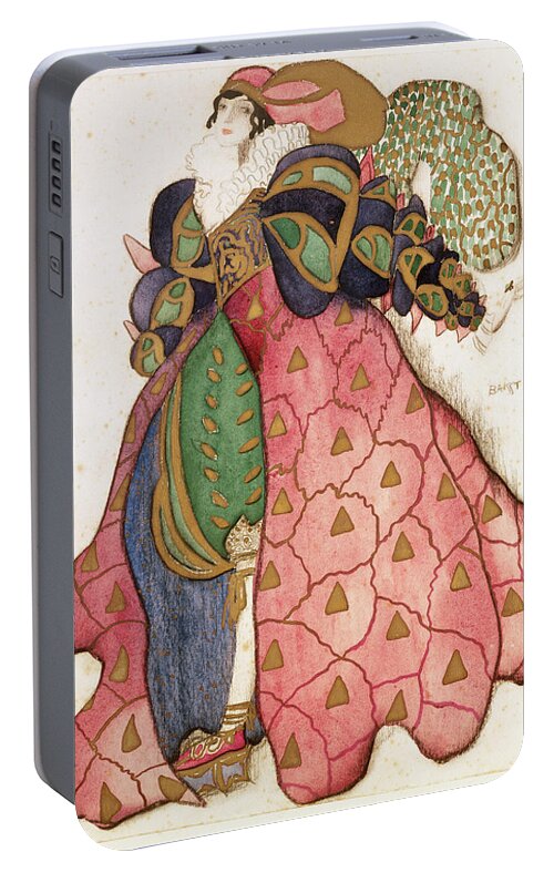 Serge Diaghilev Portable Battery Charger featuring the drawing Costume Design For The Ballet La by Leon Bakst