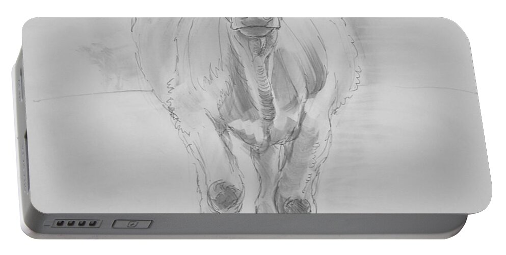 Cows Portable Battery Charger featuring the drawing Cow Drawing #1 by Mike Jory