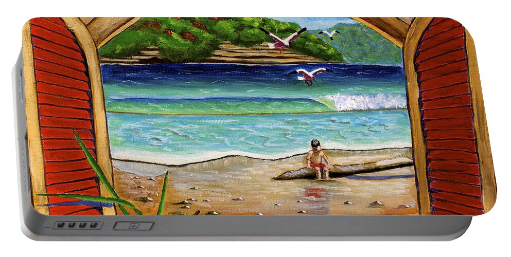 Seascape Portable Battery Charger featuring the painting Deep In Thought by Laura Forde