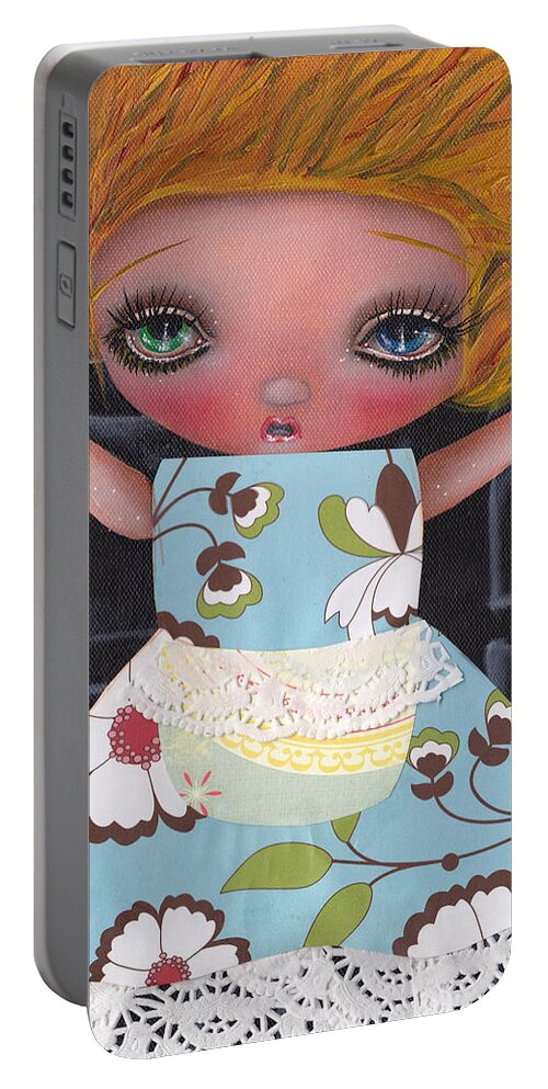 Alice In Wonderland Portable Battery Charger featuring the painting Down the Rabbit Hole by Abril Andrade