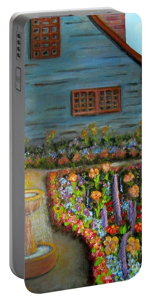 Garden Portable Battery Charger featuring the painting Dream Garden by Laurie Morgan