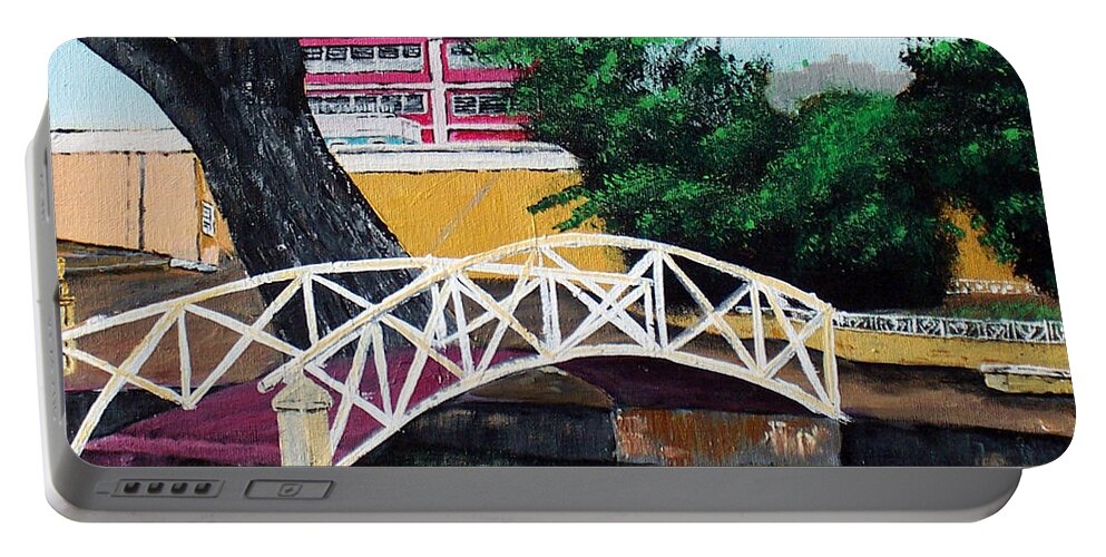 Park In Aguadilla Portable Battery Charger featuring the painting El Parterre #2 by Luis F Rodriguez