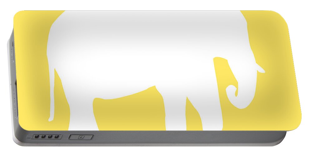 Graphic Art Portable Battery Charger featuring the digital art Elephant in Yellow and White by Jackie Farnsworth