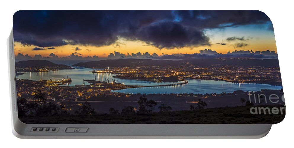 Estuary Portable Battery Charger featuring the photograph Ferrol Estuary Panoramic View From Mount Marraxon Galicia Spain #1 by Pablo Avanzini
