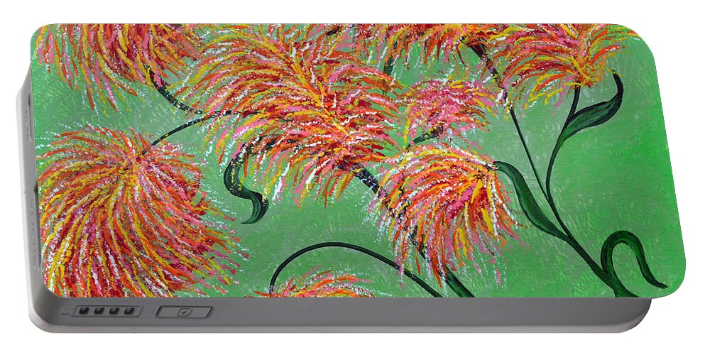 Acrylic Portable Battery Charger featuring the painting Fireworks by Alys Caviness-Gober
