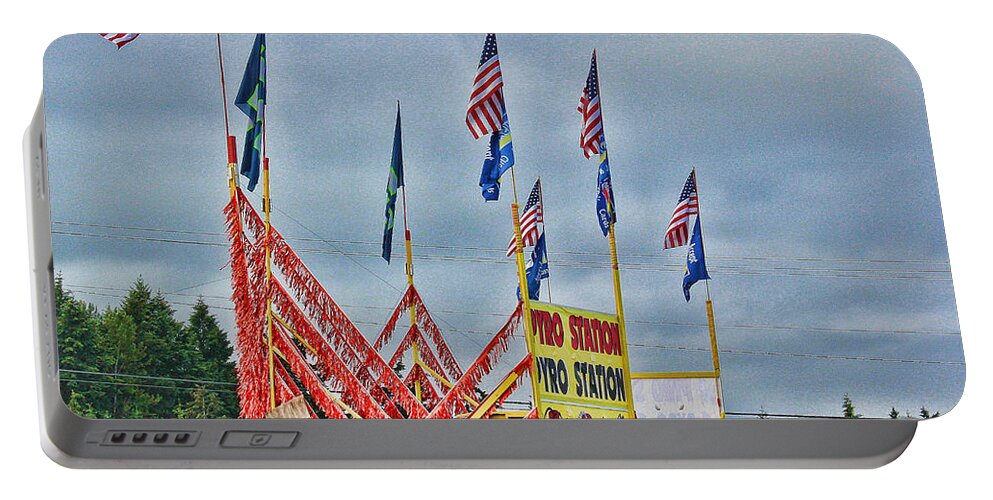 Fireworks Stand Portable Battery Charger featuring the photograph Fireworks Stand #1 by Cathy Anderson