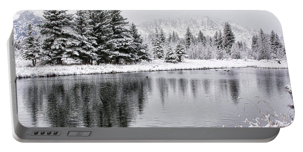 Grand Tetons Portable Battery Charger featuring the photograph First Snow #1 by Erika Fawcett
