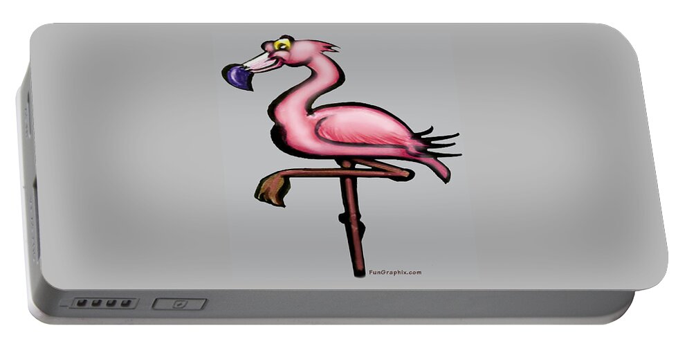 Flamingo Portable Battery Charger featuring the digital art Flamingo by Kevin Middleton