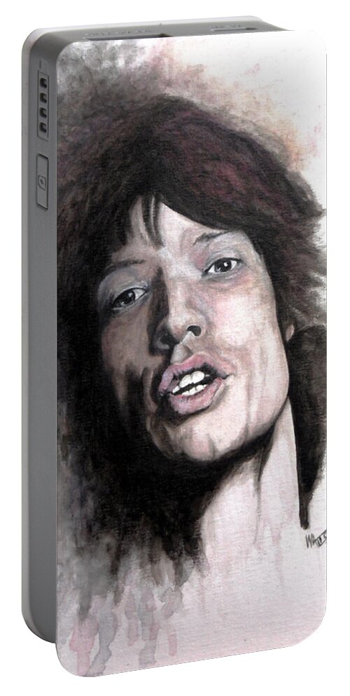 Mick Jagger Portable Battery Charger featuring the painting Gimme Shelter by William Walts