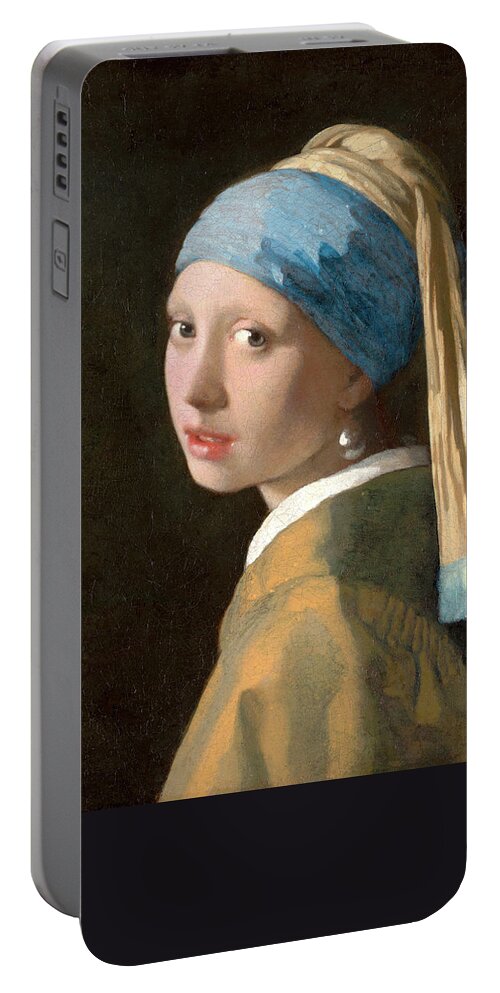 Girl With A Pearl Earring Portable Battery Charger featuring the painting Girl with a Pearl Earring by Johannes Vermeer