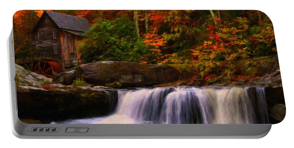 Glade Creek Grist Mill Portable Battery Charger featuring the digital art Glade Creek grist mill by Flees Photos