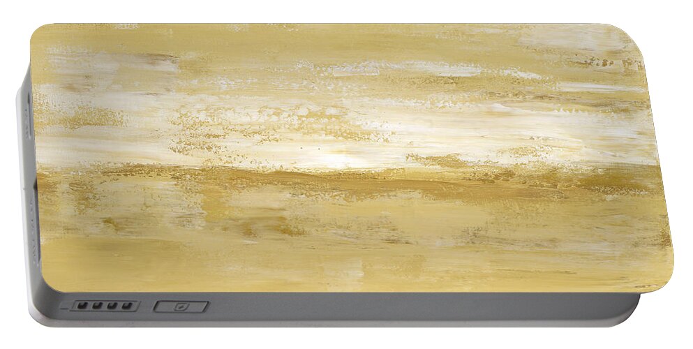 Abstract Portable Battery Charger featuring the painting Golden Glow by Tamara Nelson