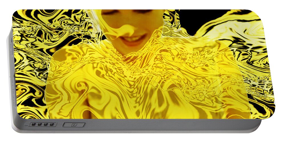 Golden Goddess Portable Battery Charger featuring the digital art Golden Goddess by Seth Weaver