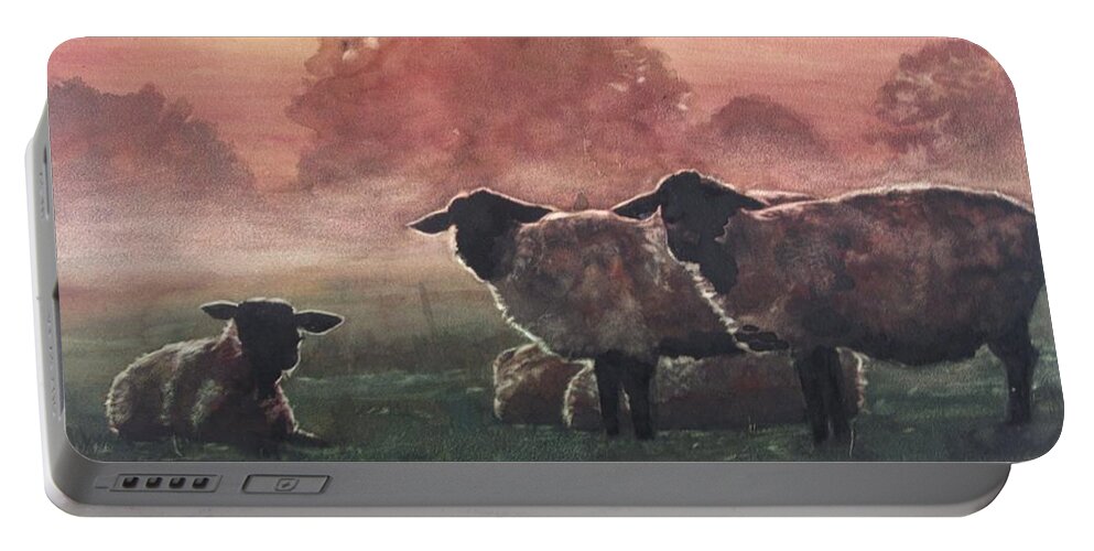 Sheep Portable Battery Charger featuring the painting Good Morning by Elizabeth Carr