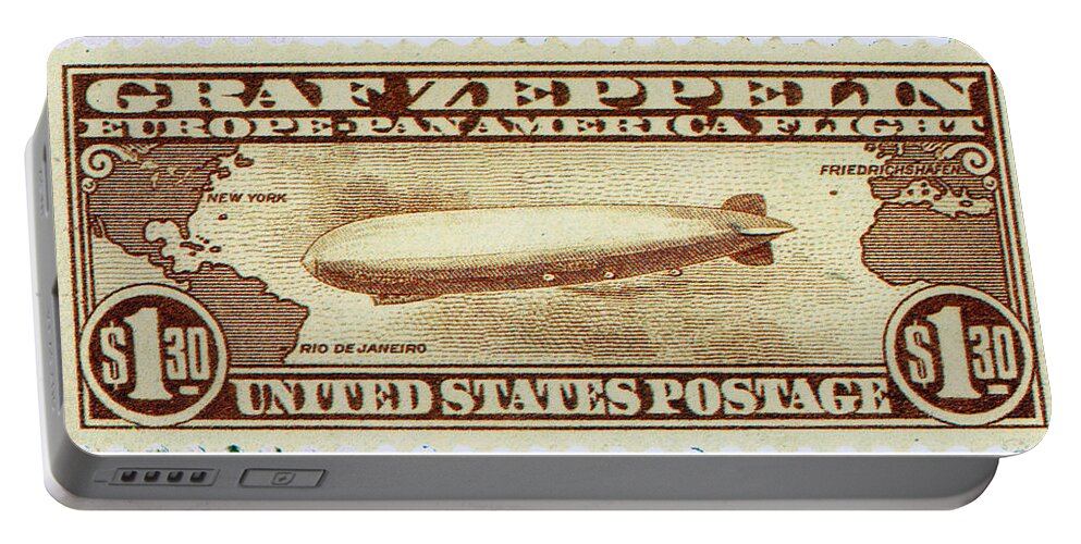 Philately Portable Battery Charger featuring the photograph Graf Zeppelin, U.s. Postage Stamp, 1930 by Science Source
