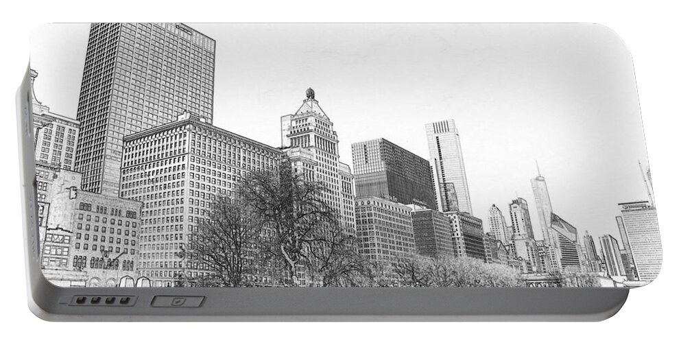 Grant Park Chicago Portable Battery Charger featuring the drawing Grant Park Chicago by Dejan Jovanovic