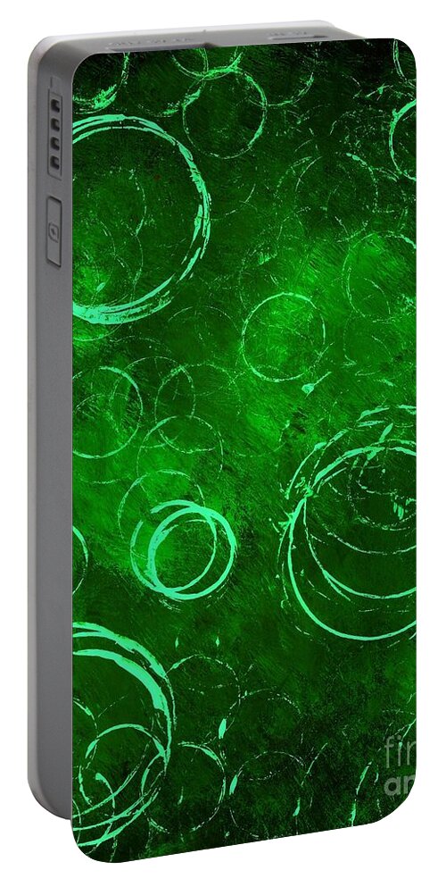 Bubbles Portable Battery Charger featuring the painting Green Bubbles #1 by Michael Grubb