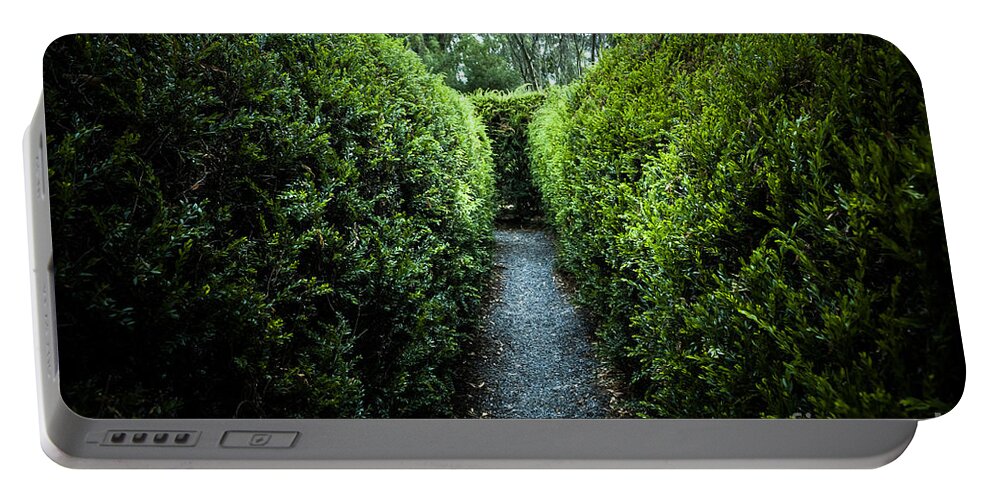 Green Portable Battery Charger featuring the photograph Green nature photo inside hedge maze #1 by Jorgo Photography