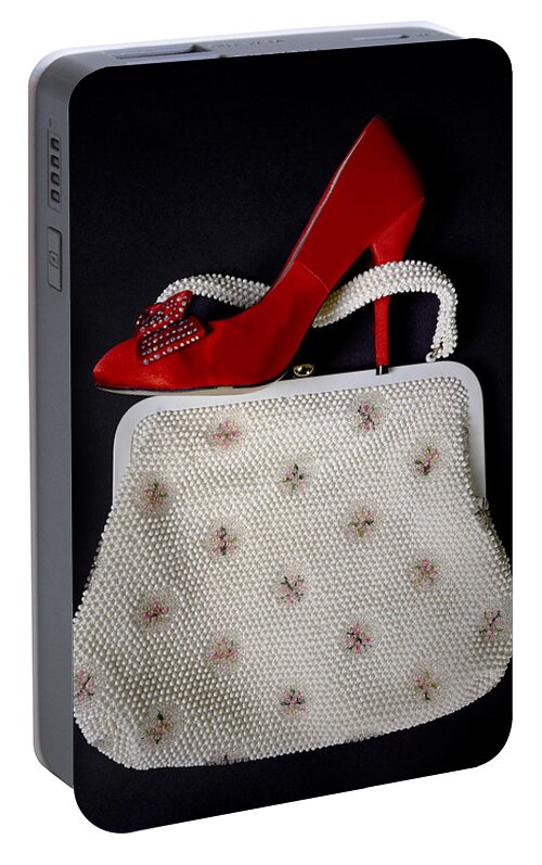 Shoe Portable Battery Charger featuring the photograph Handbag With Stiletto #1 by Joana Kruse