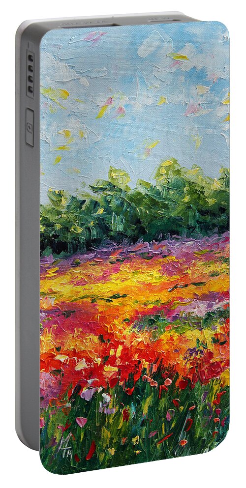 Spring Portable Battery Charger featuring the painting Heaven's Breath #2 by Meaghan Troup