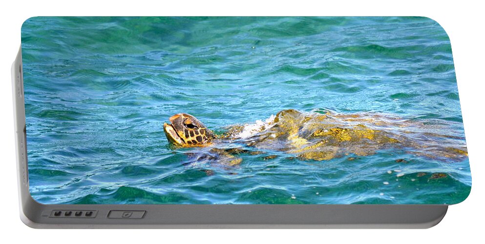 Hawaii Portable Battery Charger featuring the photograph Honu Hawaiian green sea turtle #2 by Lehua Pekelo-Stearns