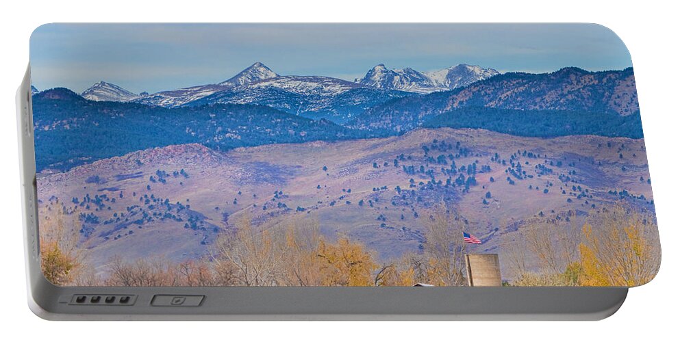 'hot Air Balloon' Portable Battery Charger featuring the photograph Hot Air Balloon Rocky Mountain County View by James BO Insogna