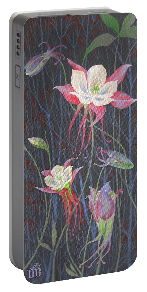 Flowers Portable Battery Charger featuring the painting Japanese Flowers #1 by Marina Gnetetsky