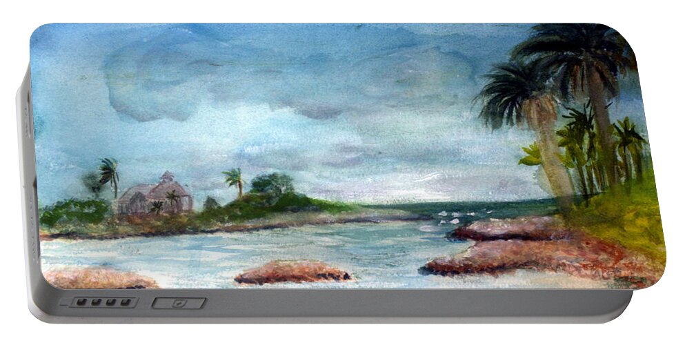 Blue Portable Battery Charger featuring the painting Jupiter Inlet #2 by Donna Walsh