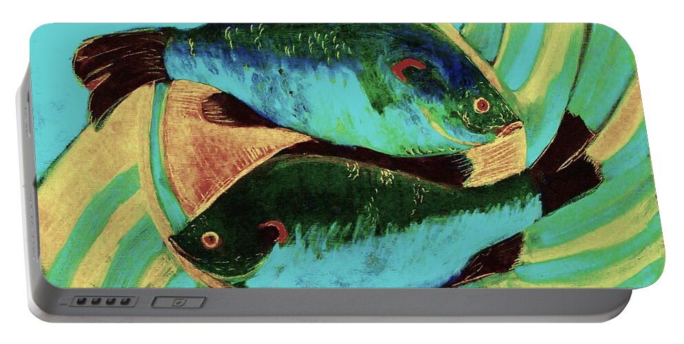 Lake Martin Portable Battery Charger featuring the digital art Lake Martin Fish #1 by Carol Oufnac Mahan