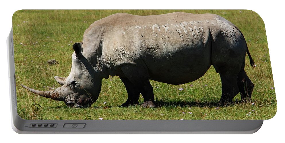 Rhinoceros Portable Battery Charger featuring the photograph Lake Nakuru White Rhinoceros #1 by Aidan Moran