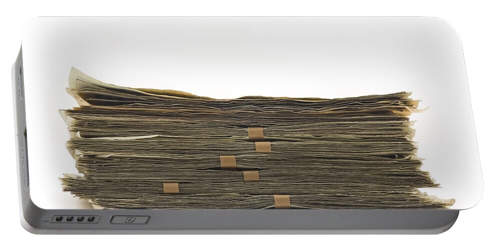 Wealth Portable Battery Charger featuring the photograph Large Stack Of American Cash Money #1 by Keith Webber Jr