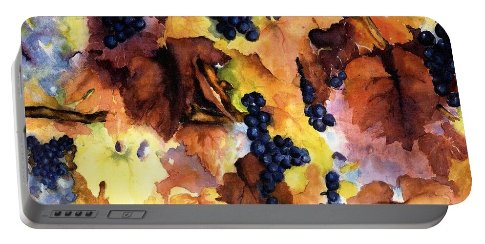 Grapes On The Vine Portable Battery Charger featuring the painting Late Harvest 3 by Maria Hunt
