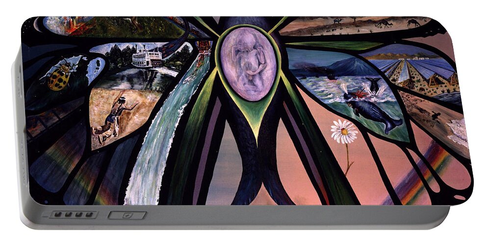  Portable Battery Charger featuring the painting Life Force #1 by Lynn Buettner