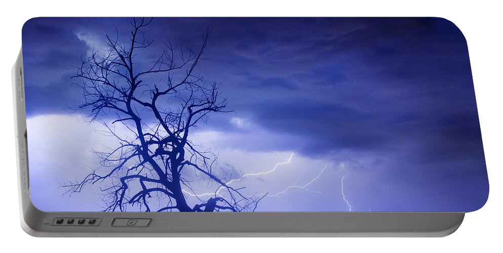 Tree Portable Battery Charger featuring the photograph Lightning Tree Silhouette 29 by James BO Insogna
