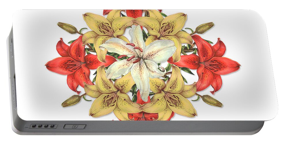 Watercolour Portable Battery Charger featuring the painting Lily Cluster by Deborah Runham