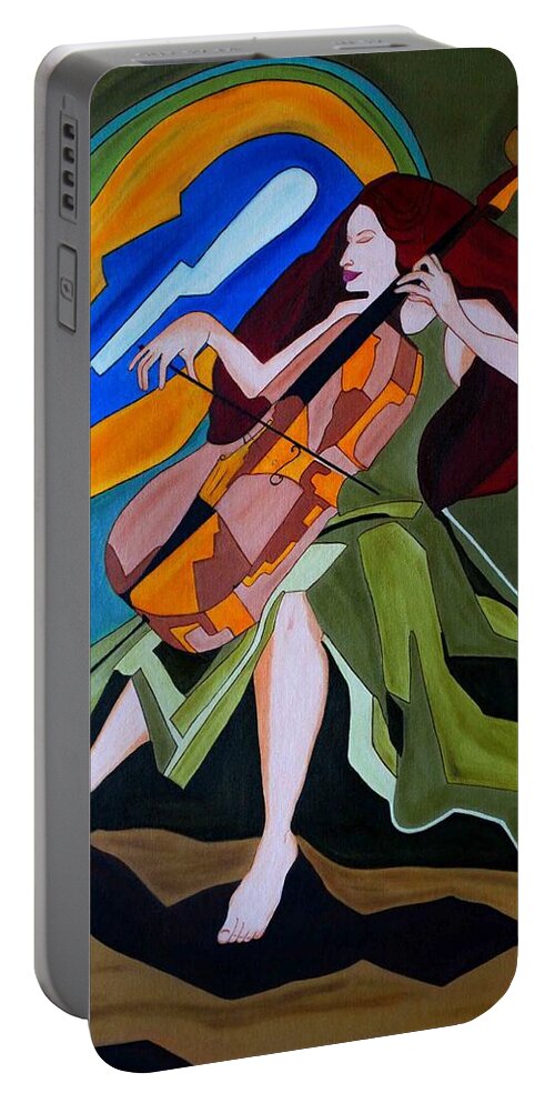 Oil Portable Battery Charger featuring the painting Lost in Music by Sonali Kukreja