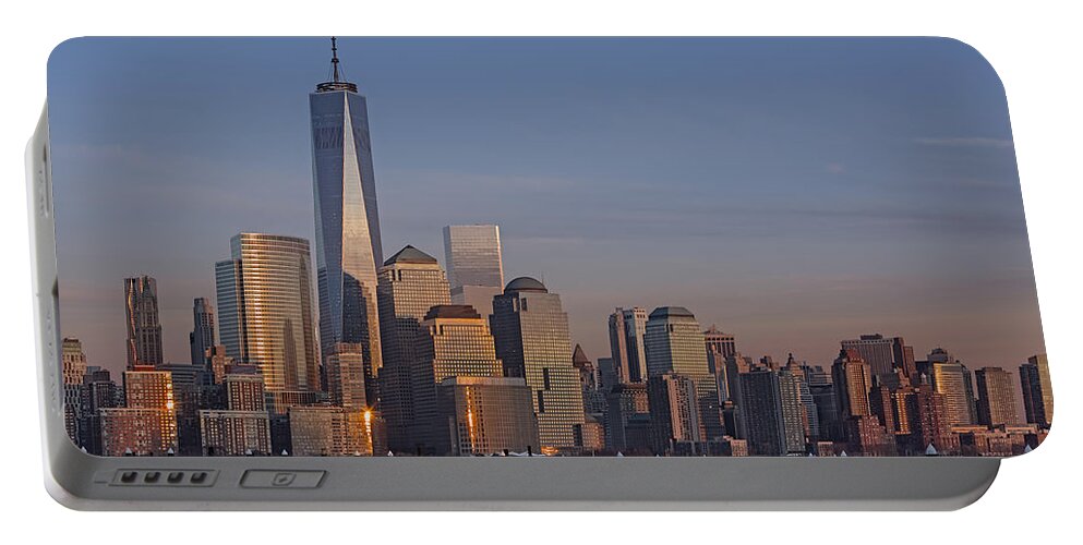 World Trade Center Portable Battery Charger featuring the photograph Lower Manhattan Skyline by Susan Candelario