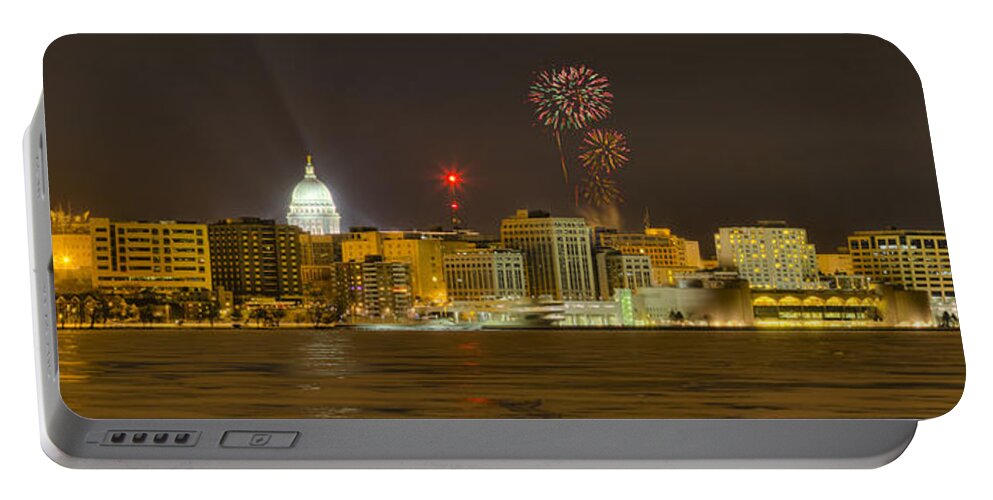 Capitol Portable Battery Charger featuring the photograph Madison New Years Eve by Steven Ralser