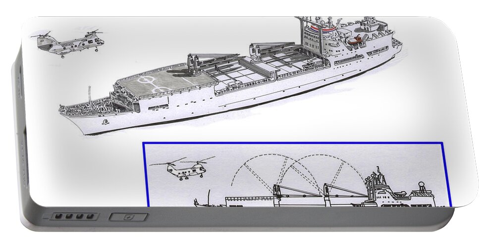 Merchant Marine Sea Lift Command Conceptual Drawing For New Loading Booms Portable Battery Charger featuring the drawing Merchant Marine conceptual drawing #1 by Jack Pumphrey