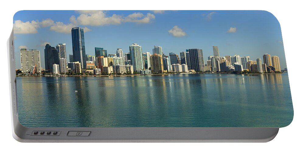 Architecture Portable Battery Charger featuring the photograph Miami Brickell Skyline by Raul Rodriguez