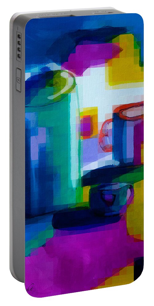 Still Life Portable Battery Charger featuring the digital art Modern Table Still Life by Frank Bright