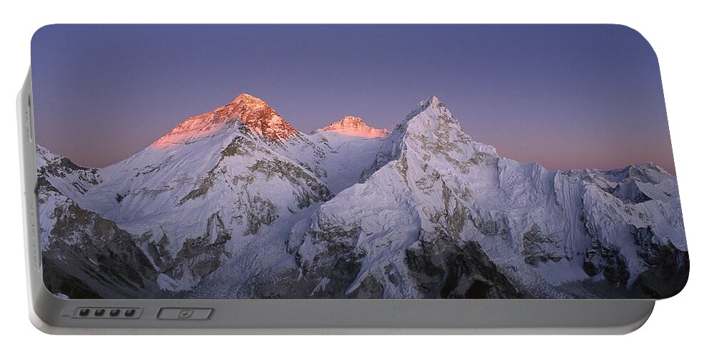 Feb0514 Portable Battery Charger featuring the photograph Moon Over Mount Everest Summit #1 by Grant Dixon